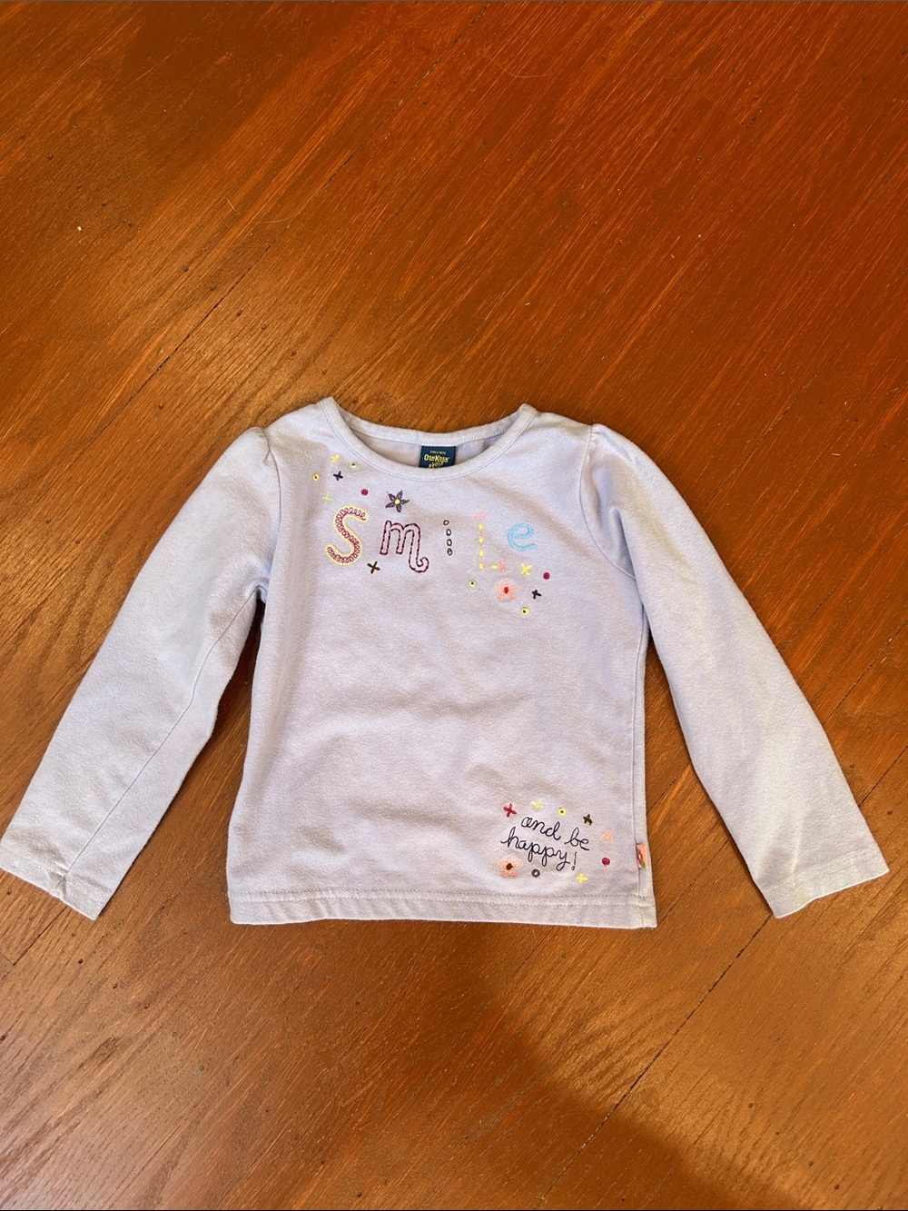 Gap Kids Lavender Long-Sleeve Tee with Embroidered 'Smile'